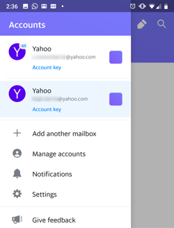 Imagen de cuentas múltiples la aplicación de Yahoo Mail